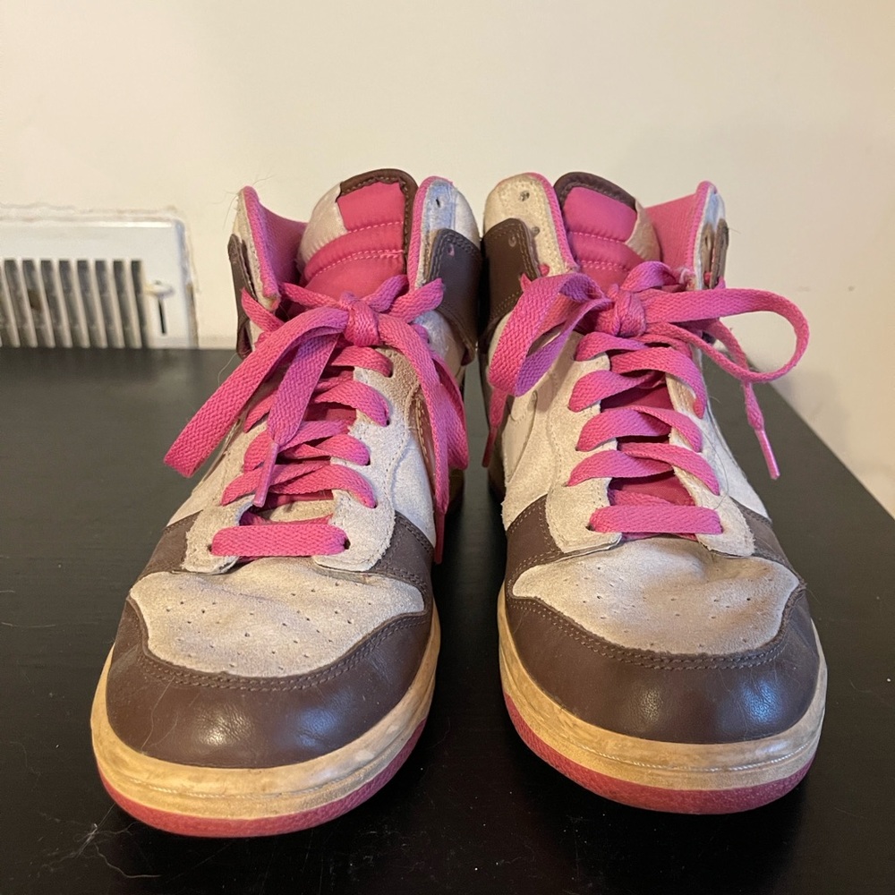 Nike Brown and Pink High-Top Sneakers
